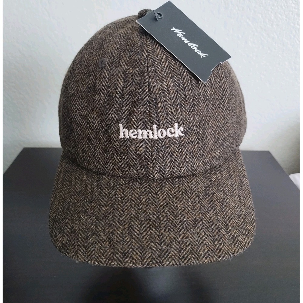 NWT Hemlock Co Cap Hat Brown Black Herringbone Wool Blend Snapback Adjustable OS